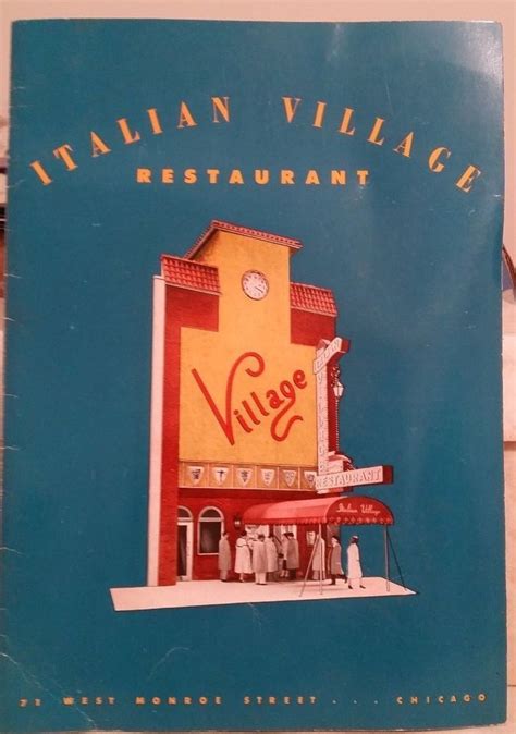 Italian Village Resturant Menu From Chicago 1954 Resturant Menu