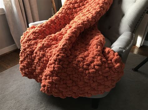 Burnt Orange Chunky Knit Blanket Orange Blanket Chunky Knit Blanket