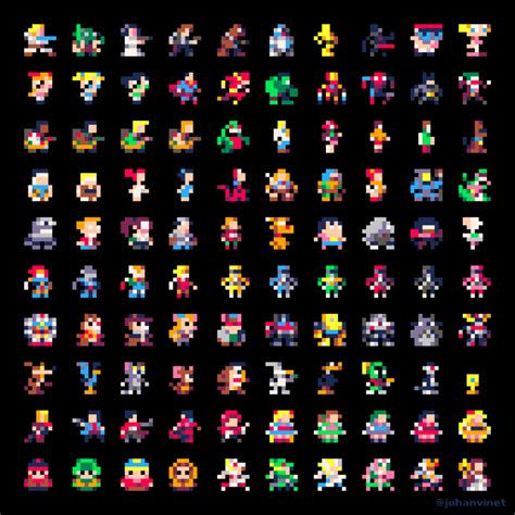 100 Famous Characters In 8x8 Pixels W Pico8 Palette New Set 2020