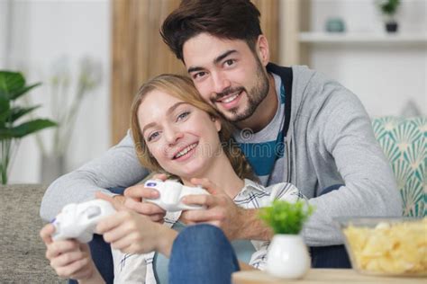 Couple Playing Online Video Game Stock Image Image Of Console