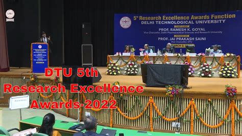 Dtu 5th Research Excellence Awards Function 2022 Part 1 Youtube