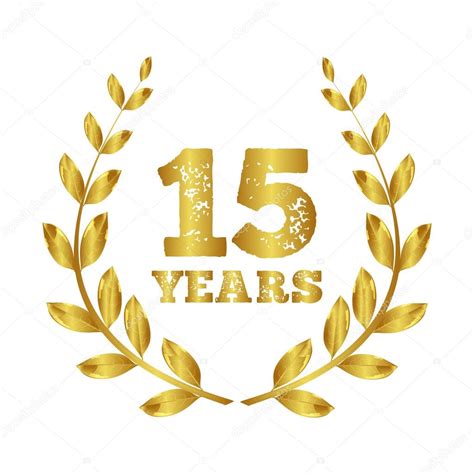 15 Años Aniversario Jubileo 15 Años Laurel Sello Vector 2023