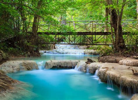 Erawan Waterfall Kanchanaburi Thailand Stock Image Image Of Plant