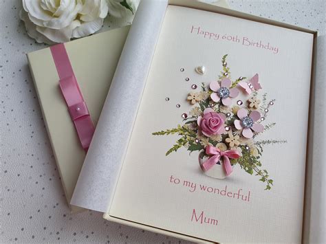 Luxury Birthday Card Handmade Personalised Box Keepsake Mum Etsy
