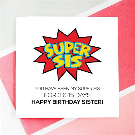 Personalised Super Sister Birthday Card By Rabal