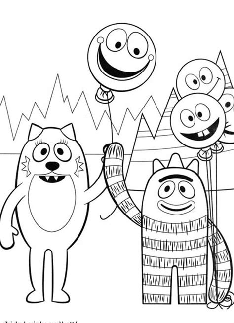 Brobee Give Balloon To Toodee In Yo Gabba Gabba Coloring Page