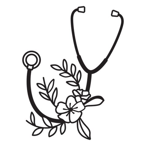Stethoscope Flower Leaves Symbol Outline Png And Svg Design For T Shirts
