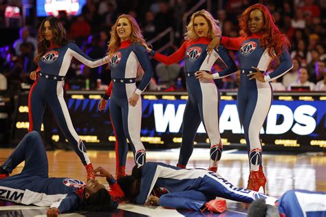 Members Of The Washington Wizards Dancers Dance During A Timeout