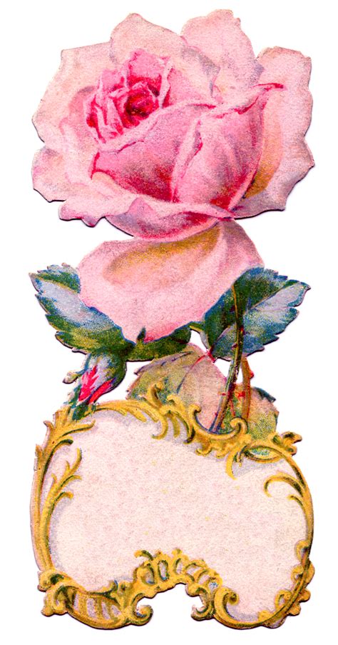 Vintage Graphic Ornate Rose Tag Label The Graphics Fairy
