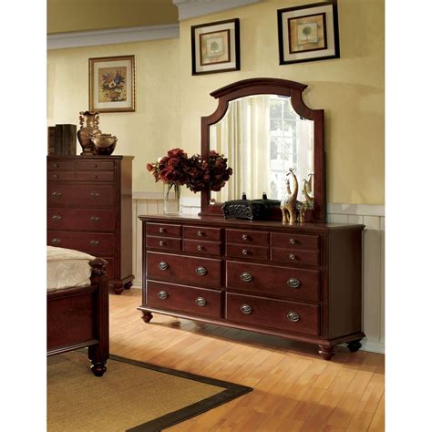 Shop Furniture Of America Alianess Cherry 2 Piece Dresser And Mirror