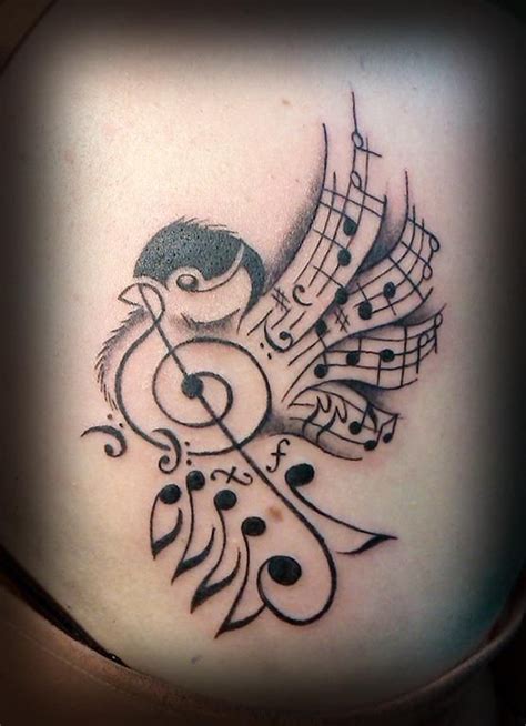 Music Songbird Made From Musical Notes Tattoo Tattoos Design From