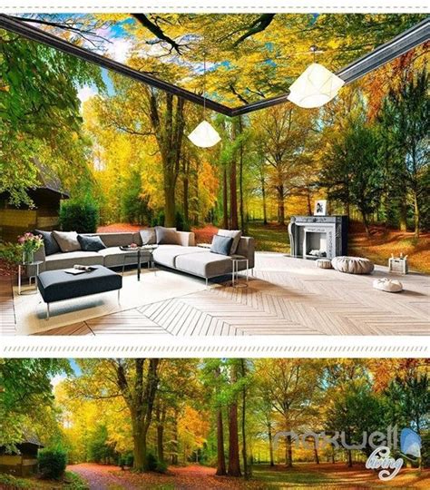 Woods Park Autumn Forest Tree Top Theme Entire Room 3d Wallpaper Wall