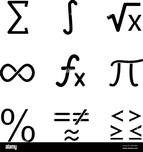 Conjunto De Iconos De Pictogramas De Matemáticas Los Símbolos