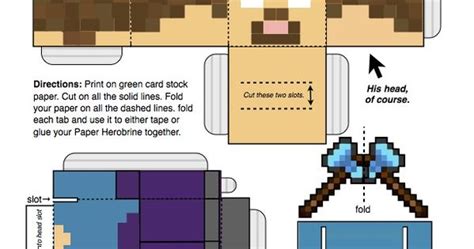 Download And Print Free Herobrine Minecraft Paper Craft Template At