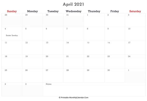 April 2021 Calendar Printable With Holidays