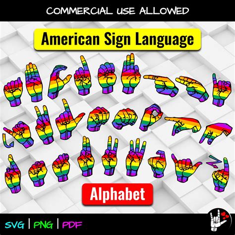 Asl Svg Rainbow Sign Language Alphabet Asl Abc Letters Etsy