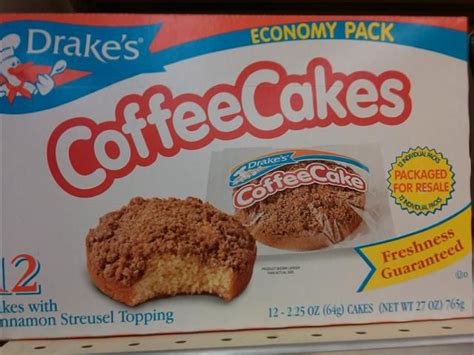Coffee cakes are made with a cinnamon streusel topping and were first introduced in 1930. Seinfeld. Drake's Coffee Cake! | Drake's coffee cake ...