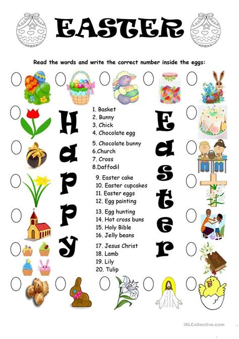 Easter Vocabulary Matching Easter Worksheets Easter Classroom