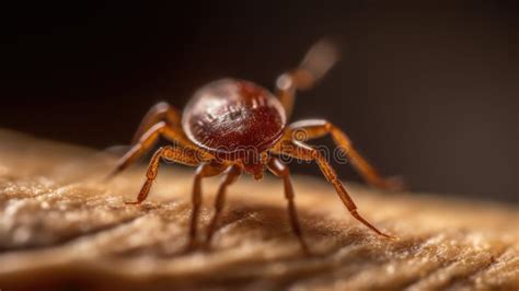 Macro Shot Of A Tick On Human Skin Poised To Drink Blood Parasites