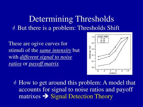 Signal detection theory is a statistical technique designed to locate a signal against a background of noise. PPT - Cognitive Psychology PowerPoint Presentation, free ...