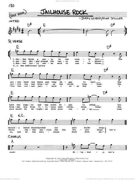 Jailhouse Rock sheet music (real book with lyrics) (PDF)