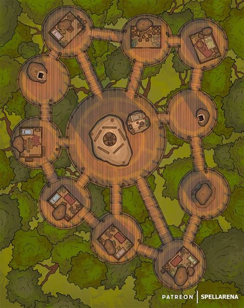 Treetop Village Patreon Fantasy City Map Dnd World Map Dungeon Maps