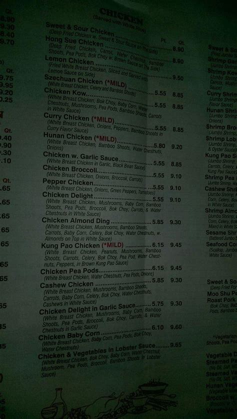 Menu At Mings Chinese Food Restaurant Brookfield