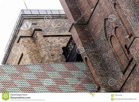 Exterior Of A Brick Cathedral In The Gothic Style Stock Photo Image