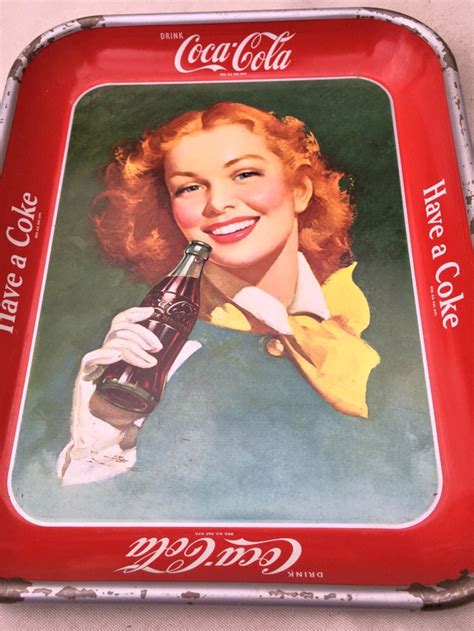 Vintage 1950 S Coca Cola Serving Tray Girl With Red Hair Etsy