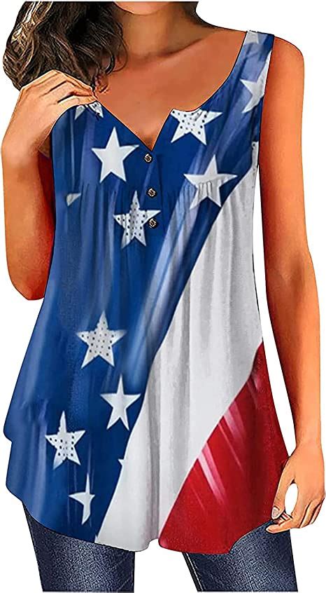 Toogive Womens American Flag Tank Topsindependence Day