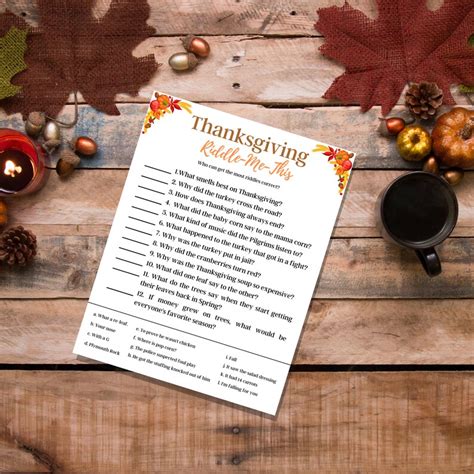Thanksgiving Riddle Me This Thanksgiving Game Party Game Etsy