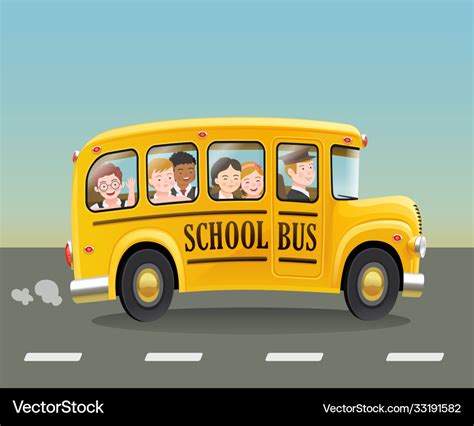 School Bus Cartoon Vector Isolated Stock Vector Colou