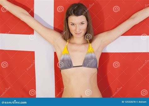 Woman Over Denmark Flag Stock Photo Image Of Patriotic 12532678