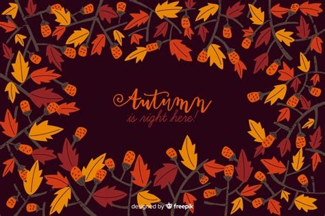 Hand Drawn Autumn Background With Leaves Vector Free