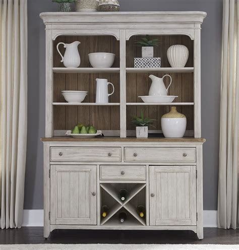 Solid hard rock maple 43 buffet w/hutch top young republic (tell city). Liberty Farmhouse Reimagined Antique White Buffet with ...