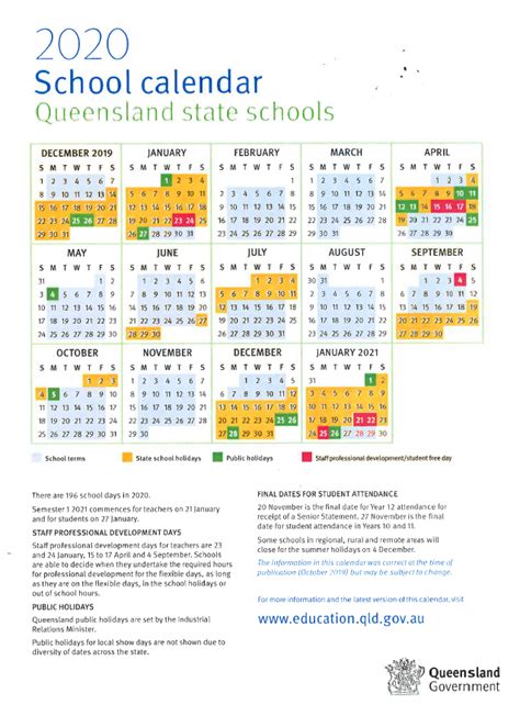 2020 School Calendar Mount Gravatt East State School