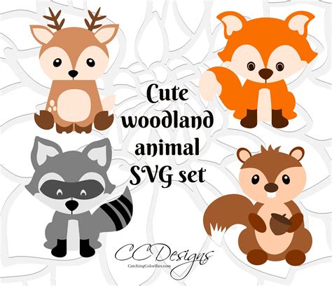 Cute Baby Woodland Forest Animals Svg Cut Files Deer Cut Files Cute