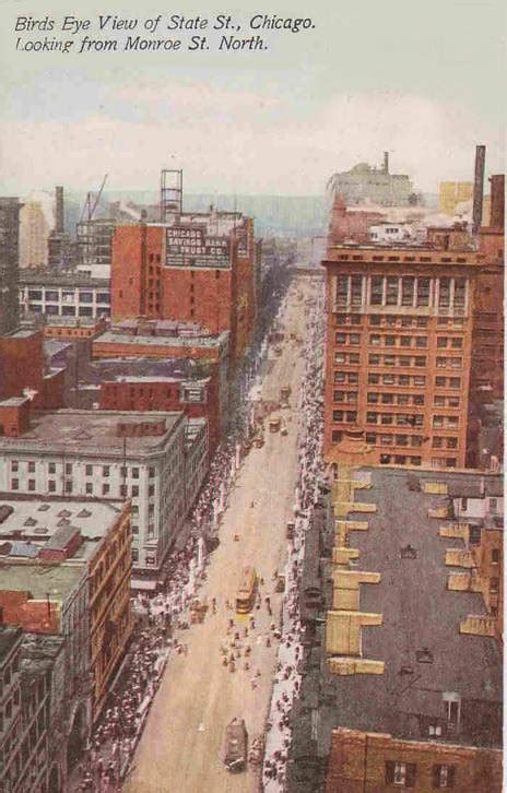 Postcard Chicago State Street Aerial From Monroe Looking North