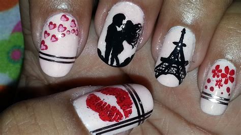 Sealed With A Kiss : Romantic Paris Themed Nail Art - YouTube
