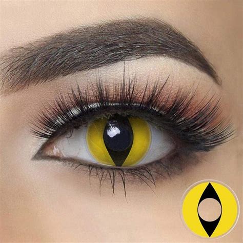 Yellow Cat Eyes Halloween Contacts Sfx Crazy Colored Contact Lenses A1