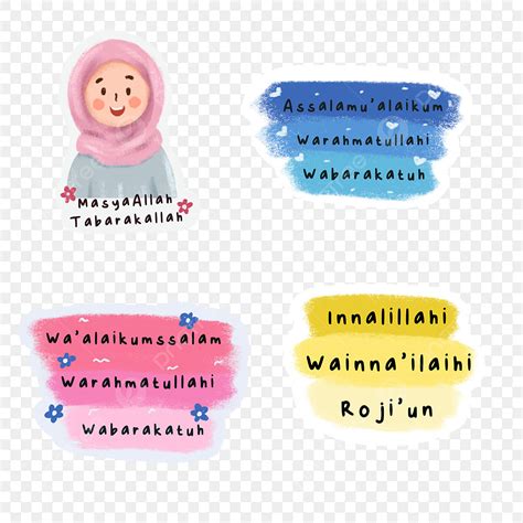 Hand Drawn Style White Transparent Cute Islamic Stickers With Everyday