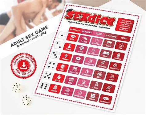 Naughty Sex Dice Game Dirty Sex Game For Adult Couples Printable Roll