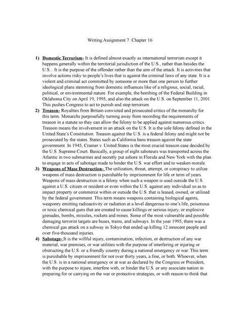 Writing Assignment For Module 7 Writing Assignment 7 Chapter 16 1
