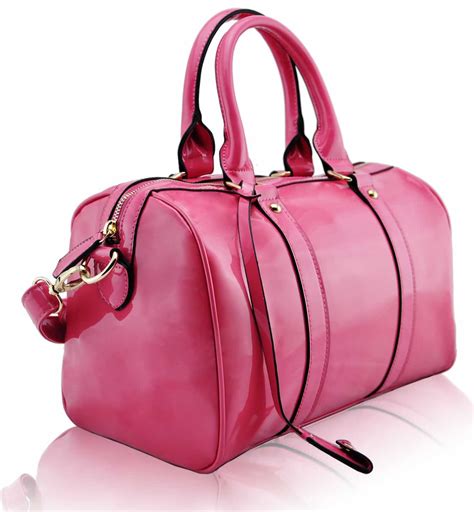 Wholesale Pink Patent Barrel Handbag