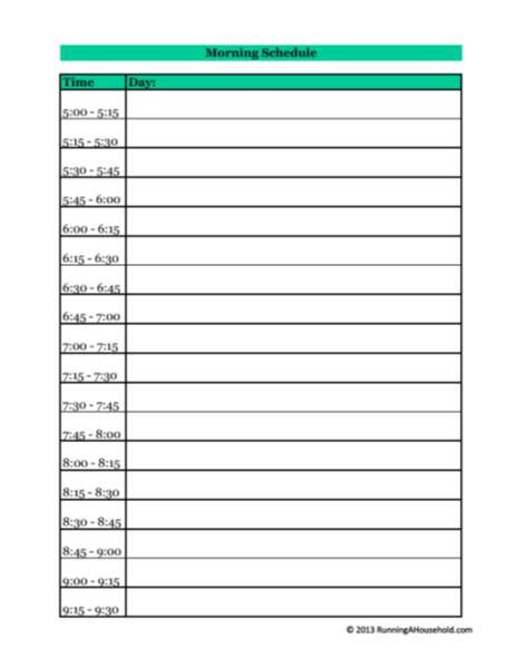Free Printable 15 Minute Increments Archives Running A Household