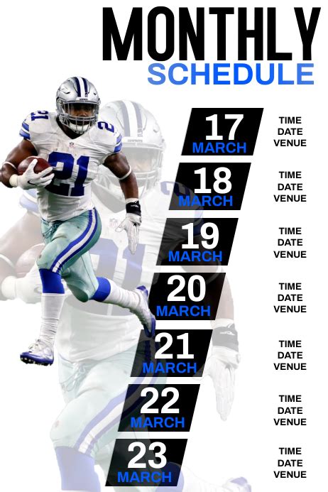 Sport Schedule Poster Template Postermywall