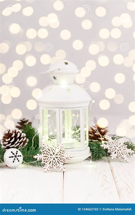 White Christmas Lantern Stock Photo Image Of Season 134662102