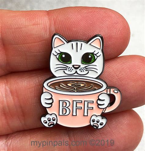 Cat Enamel Pin Bff Pins Cats And Coffee Cute Pins Etsy