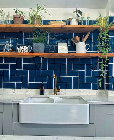 Cobalt Blue Metro Tiles 10x20cm Kitchen Decor Mexican Kitchen Decor