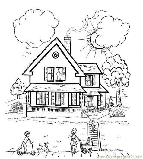 House Coloring Page for Kids - Free Houses Printable Coloring Pages